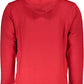 Elegant Red Hooded Sweater with Contrasting Details