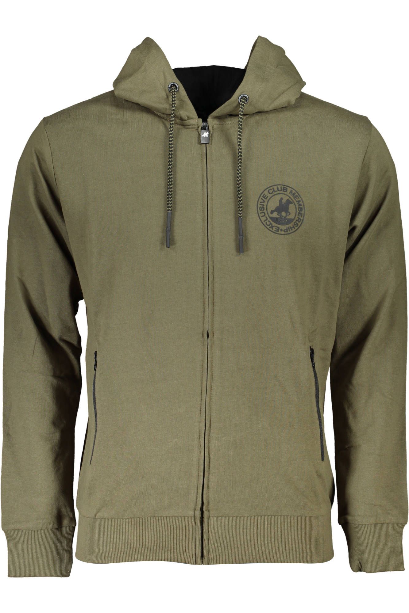 Green Cotton Hooded Sweatshirt with Zip Pockets