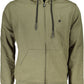 Green High-Collar Zip Hoodie with Embroidery