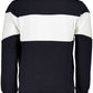 Elegant Crew Neck Cotton Sweater with Contrasting Details