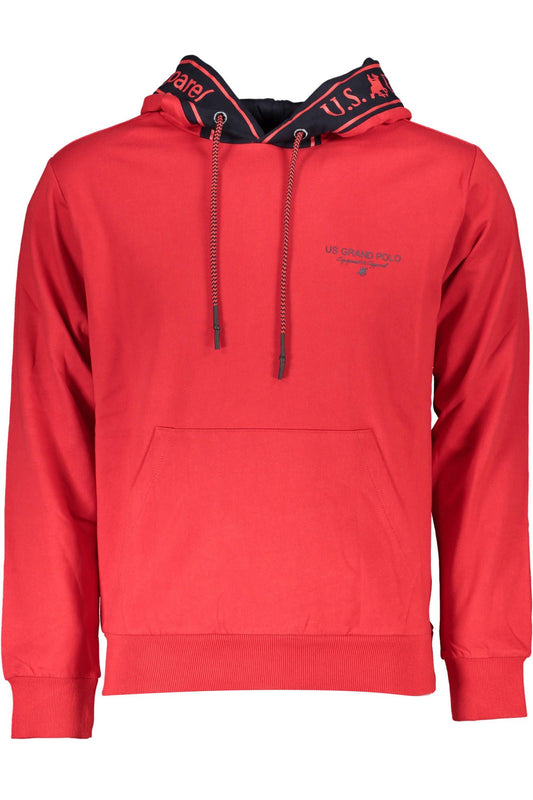 Red Hooded Long-Sleeve Sweatshirt with Logo