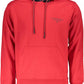 Crimson Cotton Hooded Sweatshirt with Contrasting Details