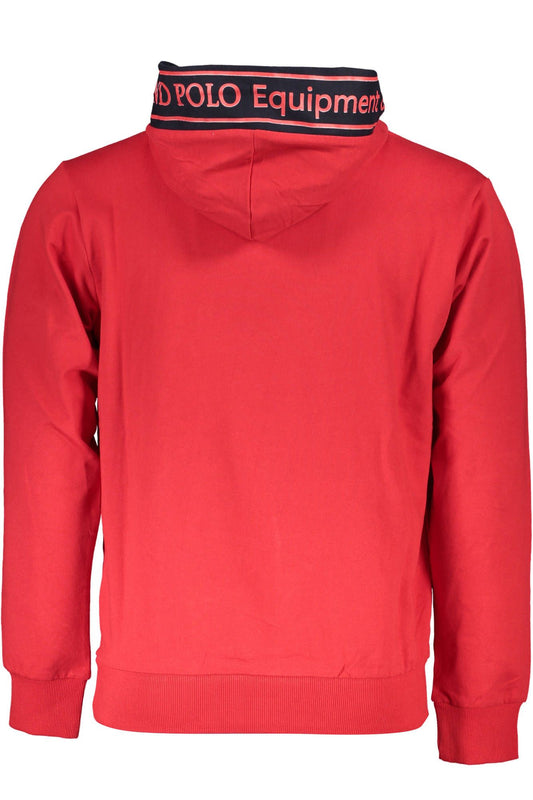 Red Hooded Long-Sleeve Sweatshirt with Logo