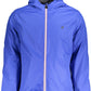 Chic Blue Hooded Waterproof Jacket