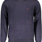Equestrian Chic Blue Long-Sleeved Crew-Neck Sweater