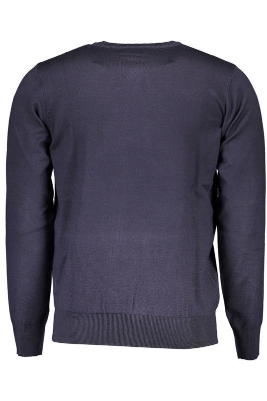 Equestrian Chic Blue Long-Sleeved Crew-Neck Sweater