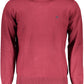Crimson Nylon Round Neck Sweater