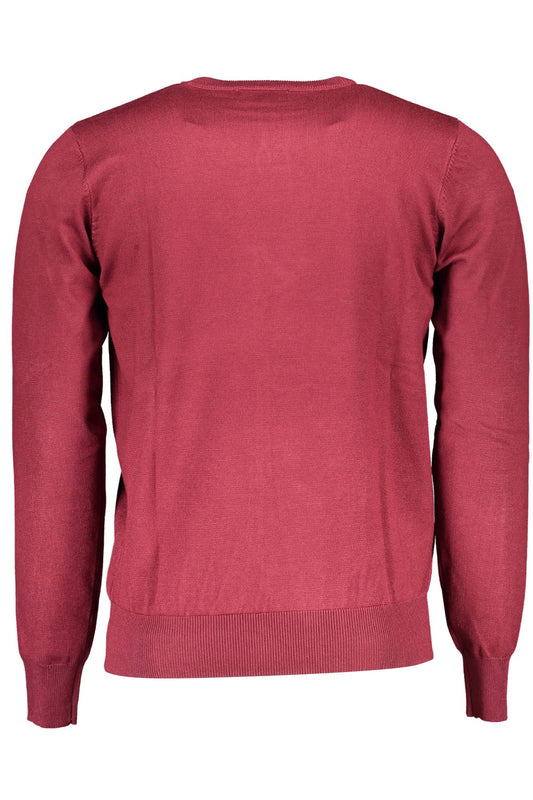 Crimson Nylon Round Neck Sweater