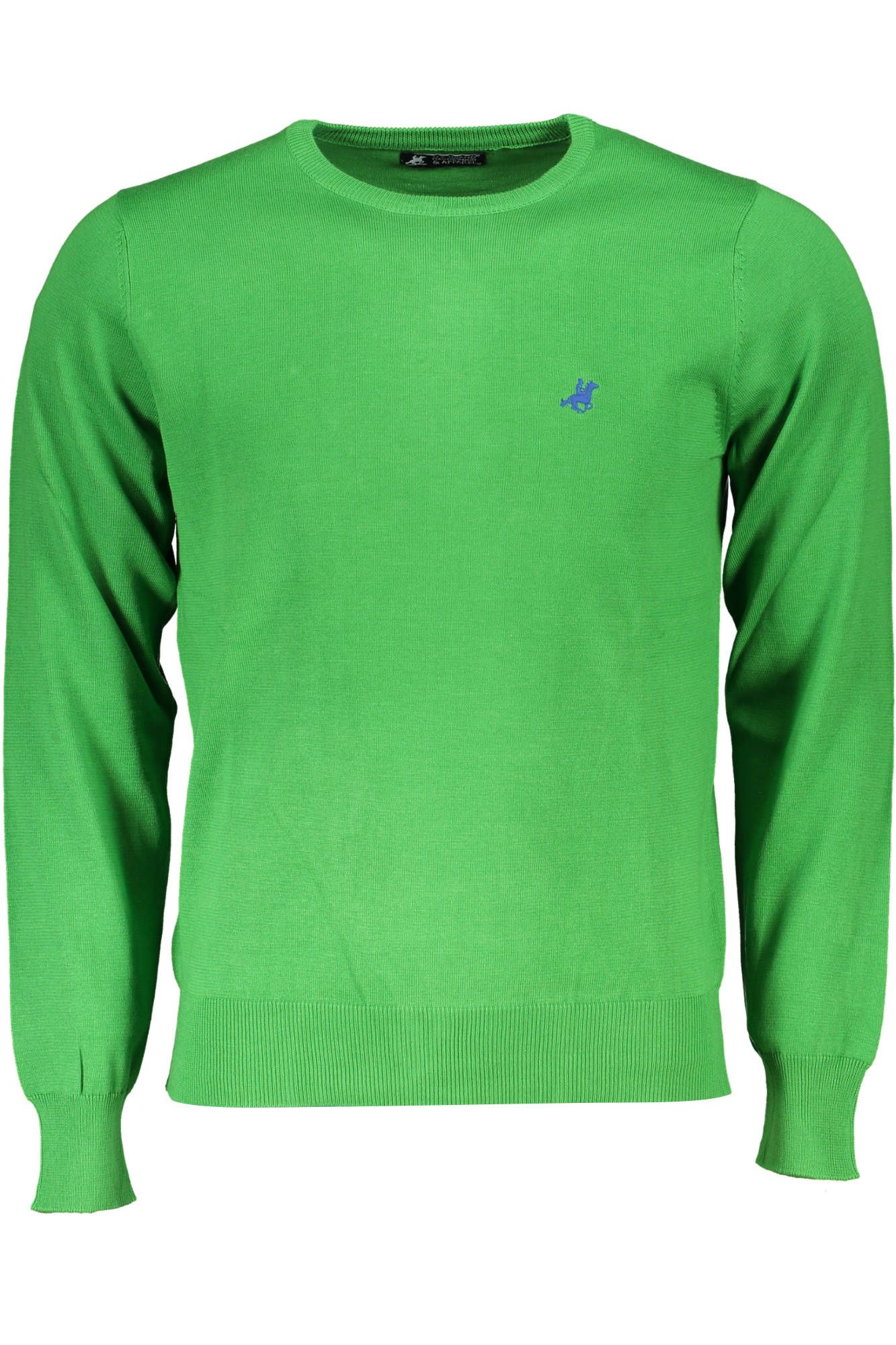 Round Neck Embroidered Green Sweater