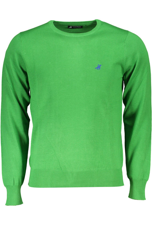 Round Neck Embroidered Green Sweater