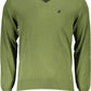 Elegant Green V-Neck Long Sleeve Polo Shirt