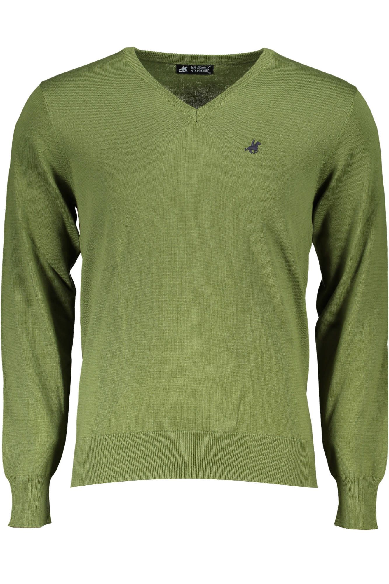 Elegant Green V-Neck Long Sleeve Polo Shirt