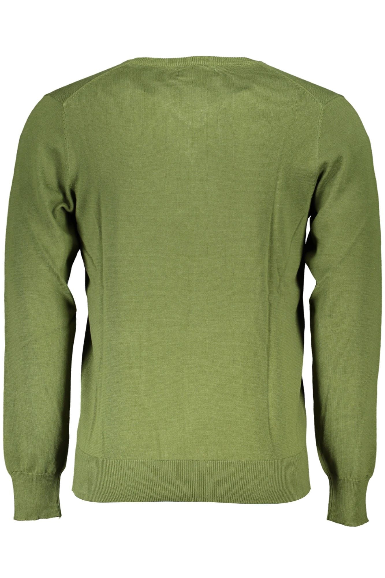 Elegant Green V-Neck Long Sleeve Polo Shirt