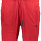 Sporty Red Cotton Shorts with Logo Embroidery
