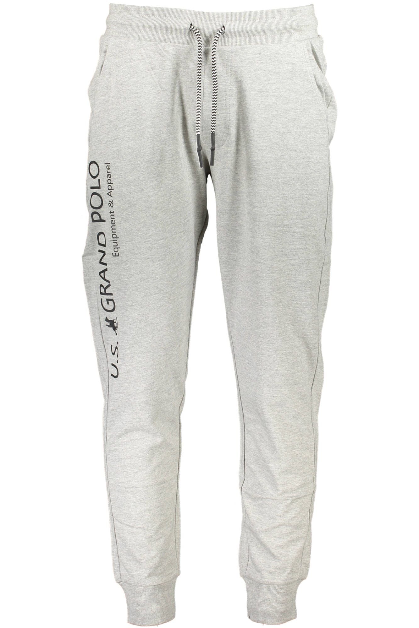 Gray Cotton Sports Joggers with Cuff Ankle Detail