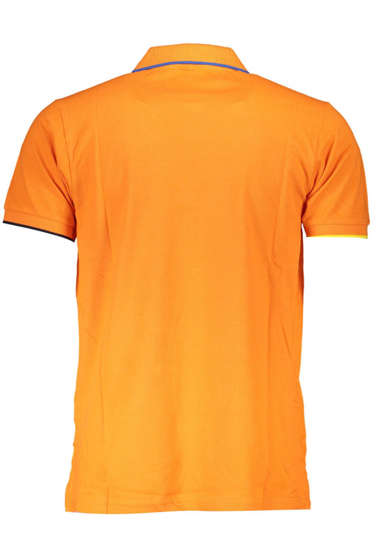 Orange Contrast Embroidered Polo Shirt