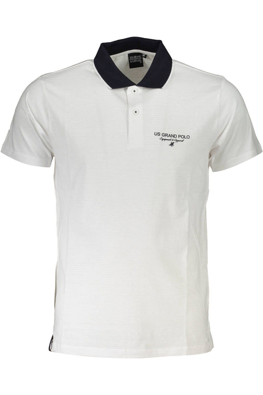 Elegant White Cotton Polo Shirt with Contrasting Details