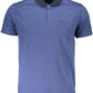 Chic Short-Sleeved Blue Polo with Contrast Details