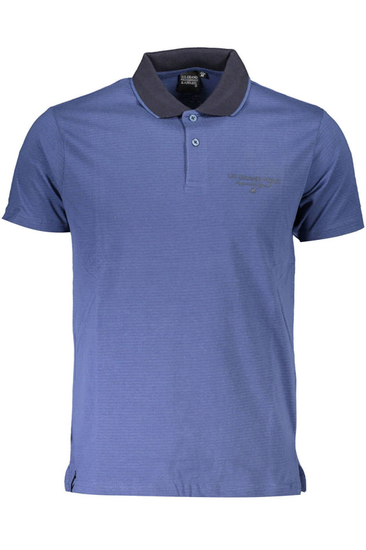 Chic Short-Sleeved Blue Polo with Contrast Details