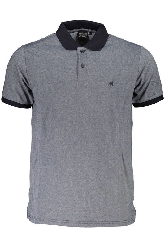 Chic Blue Contrast Detail Polo Shirt