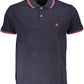 Elegant Blue Embroidered Polo Shirt