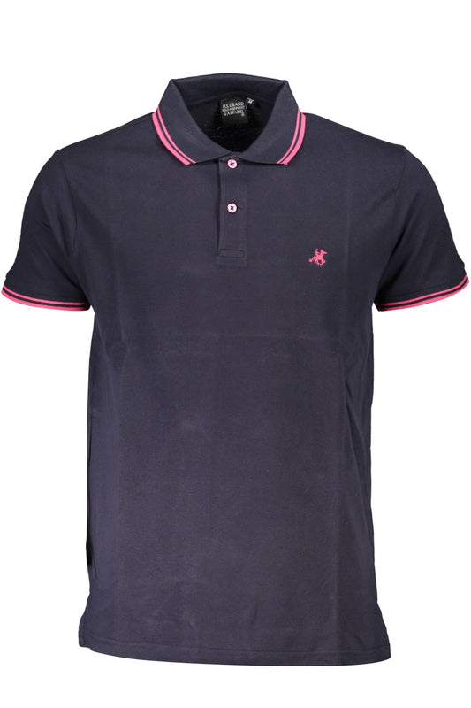 Elegant Blue Embroidered Polo Shirt