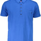 Elegant Blue Cotton Polo with Embroidery