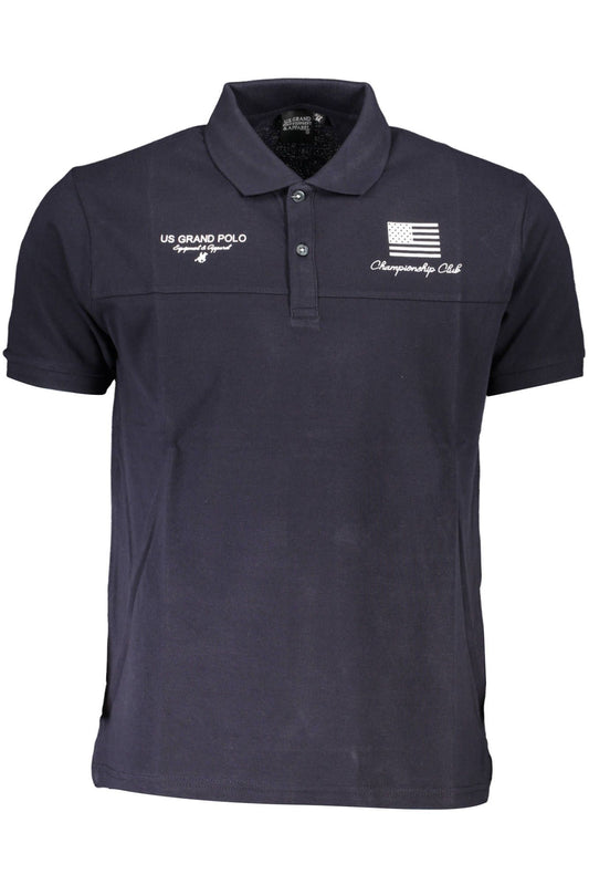 Blue Contrast Detail Polo with Logo