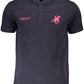Elegant Blue Short-Sleeved Embroidered Polo