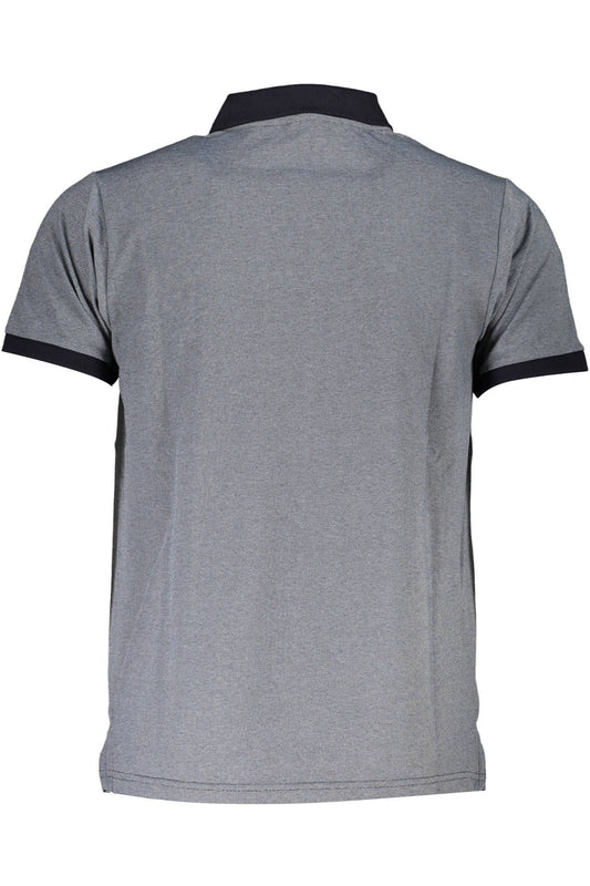 Chic Blue Contrast Detail Polo Shirt