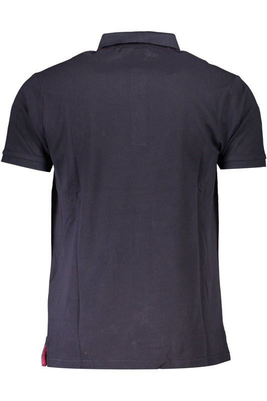 Elegant Blue Short-Sleeved Embroidered Polo