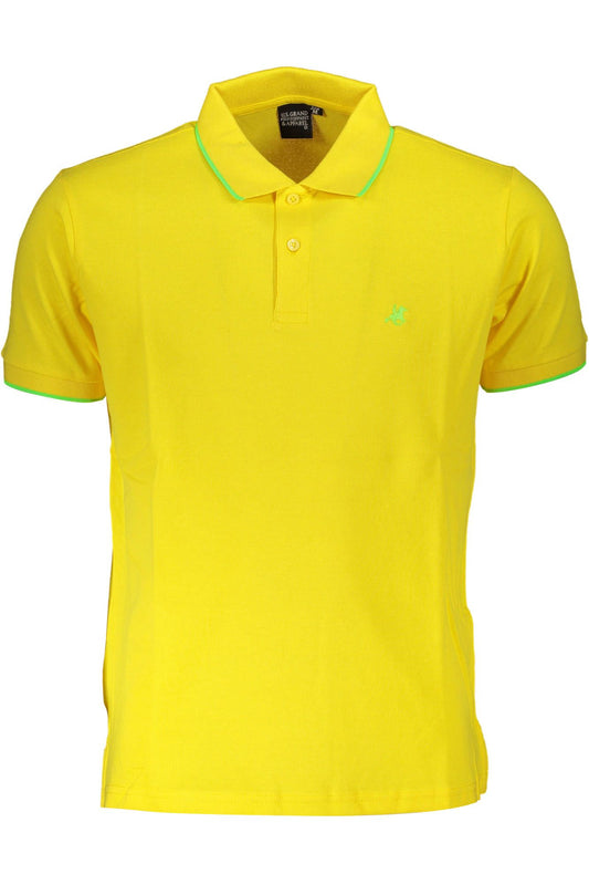 Sunshine Yellow Elegant Polo Shirt with Contrasting Accents