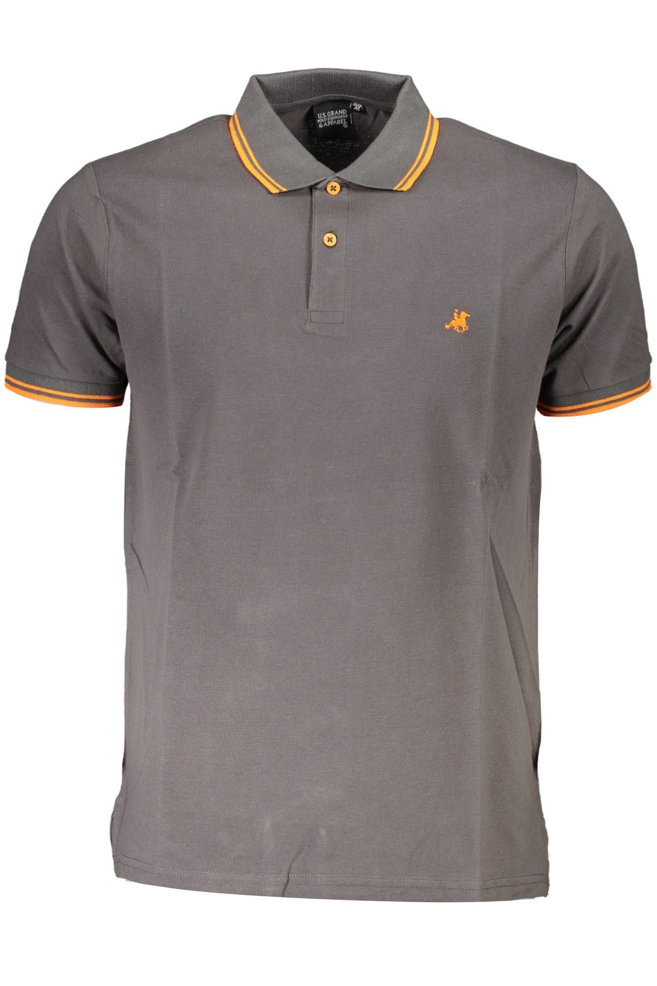 Elegant Gray Contrast Detail Polo Shirt