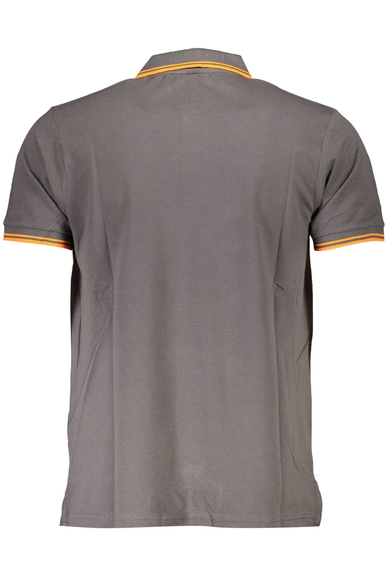 Elegant Gray Contrast Detail Polo Shirt