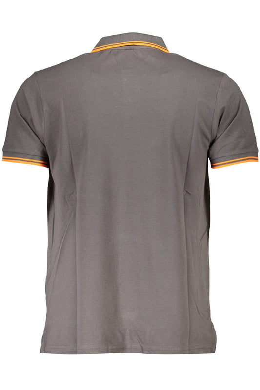 Elegant Gray Contrast Detail Polo Shirt
