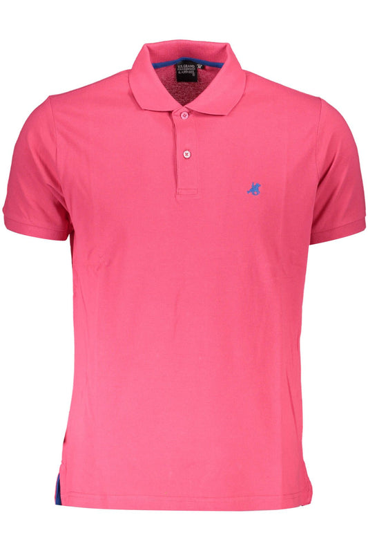 Chic Pink Cotton Polo with Elegant Embroidery