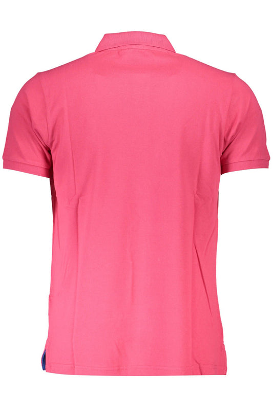 Chic Pink Cotton Polo with Elegant Embroidery