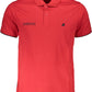 Chic Red Embroidered Polo Shirt with Contrasting Accents