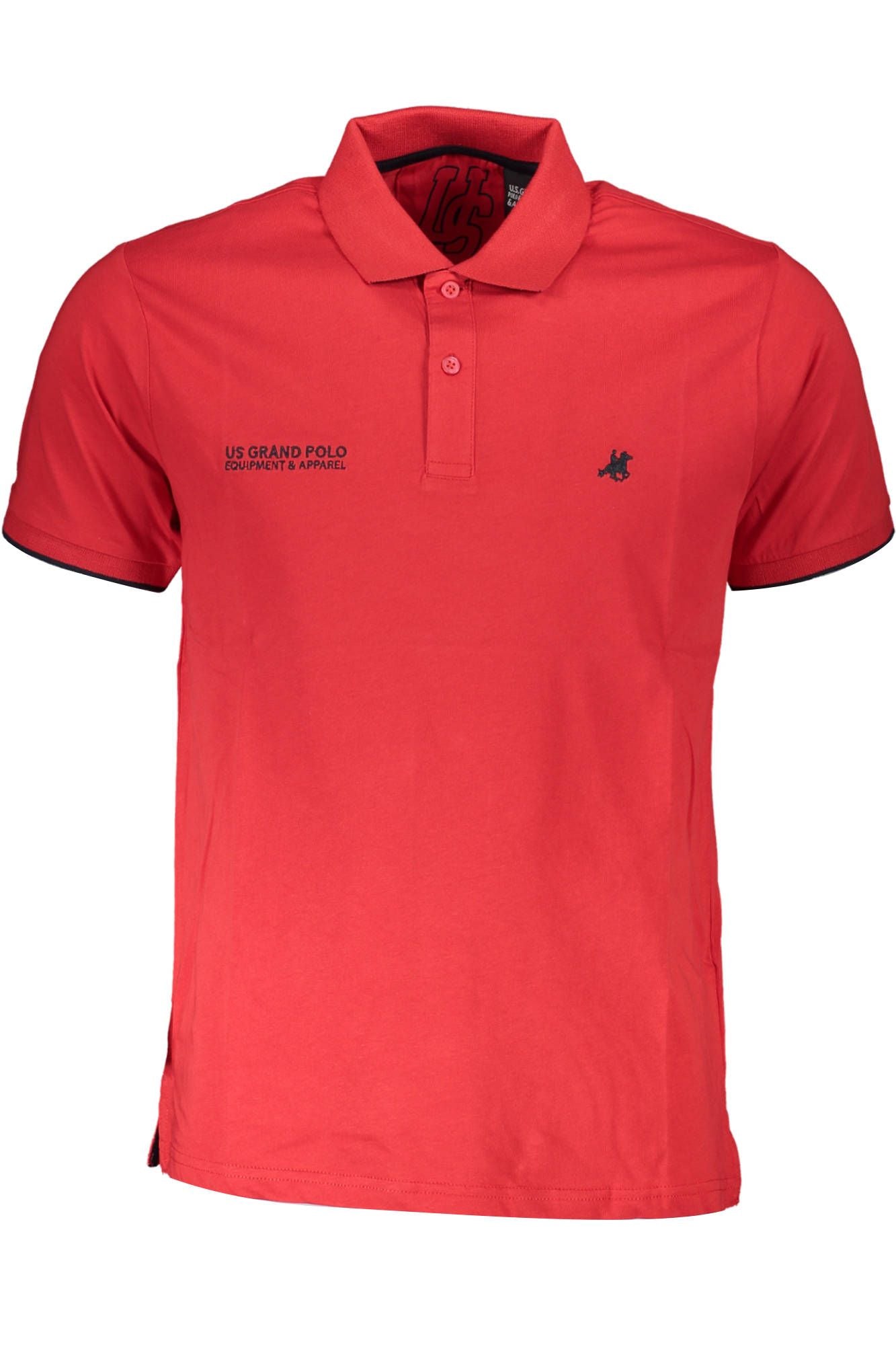 Chic Red Embroidered Polo Shirt with Contrasting Accents