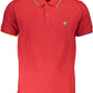 Elegant Red Cotton Polo Shirt with Embroidery