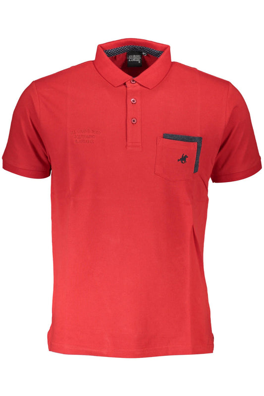 Elegant Red Polo with Embroidery Detail