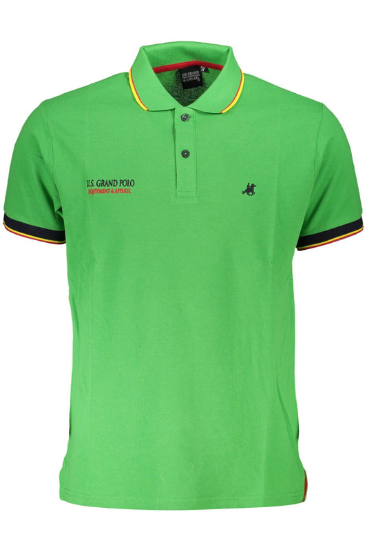Elegant Green Embroidered Polo Shirt