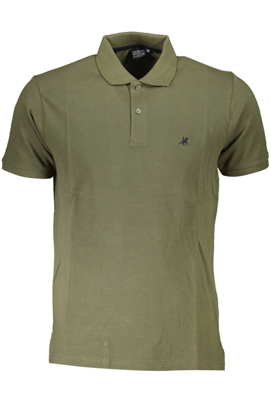 Chic Green Cotton Polo with Elegant Embroidery