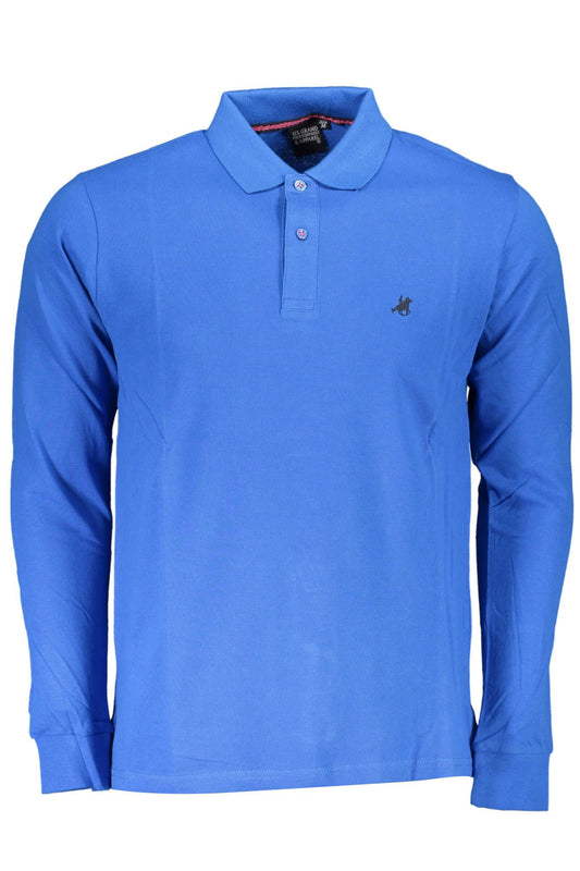 Elegant Long-Sleeved Blue Polo Shirt