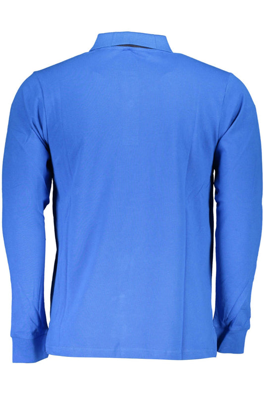 Elegant Long-Sleeved Blue Polo Shirt