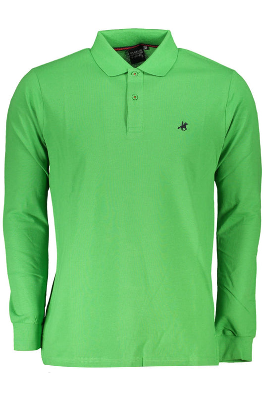 Elegant Long-Sleeved Green Polo Shirt