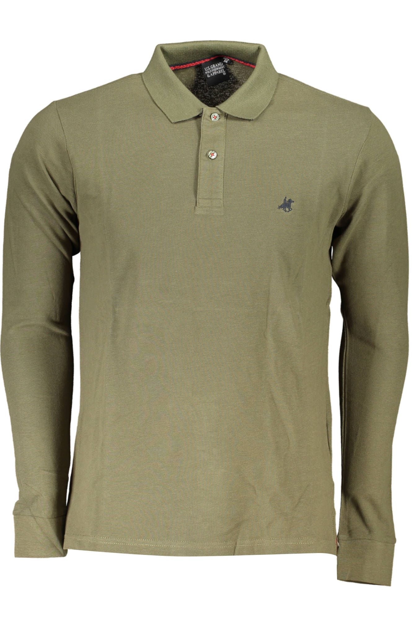 Elegant Long-Sleeved Green Polo Shirt