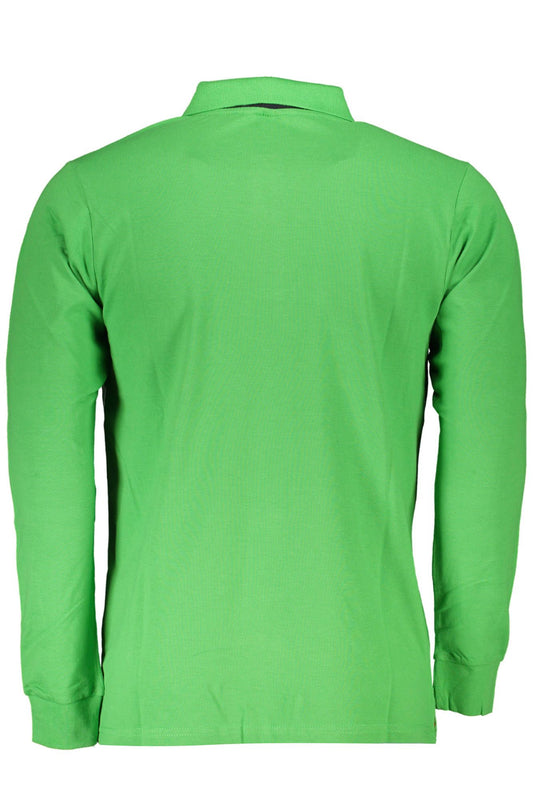 Elegant Long-Sleeved Green Polo Shirt