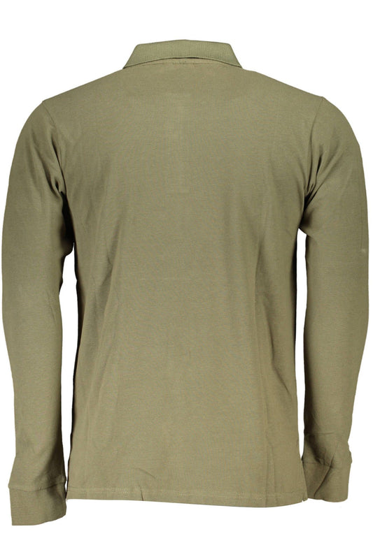 Elegant Long-Sleeved Green Polo Shirt