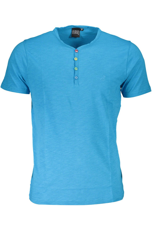 Light Blue Embroidered V-Neck Tee